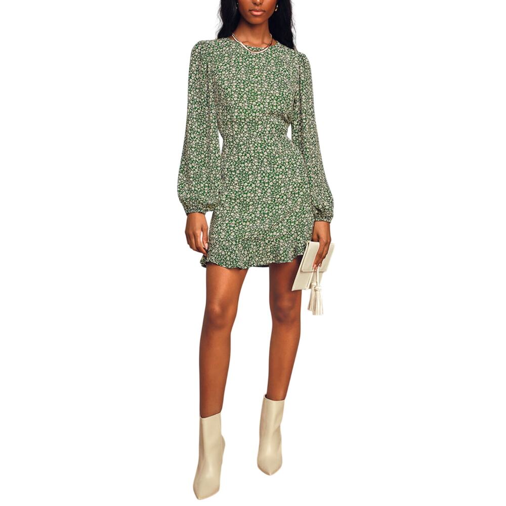 Lulus Chic Green Floral Print Blooming Darlin Mini Dress Size S NWT